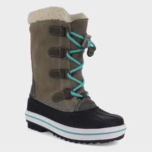 Cat & Jack Girls Sz 4 Snow Boots with Teal Laces